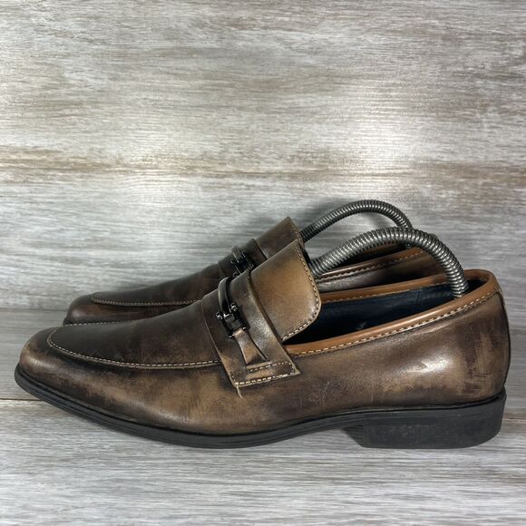 Steve Madden Men's Aahron Brown Leather Horsebit Loafers Size 8 M - Picture 1 of 9